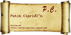 Petik Ciprián névjegykártya